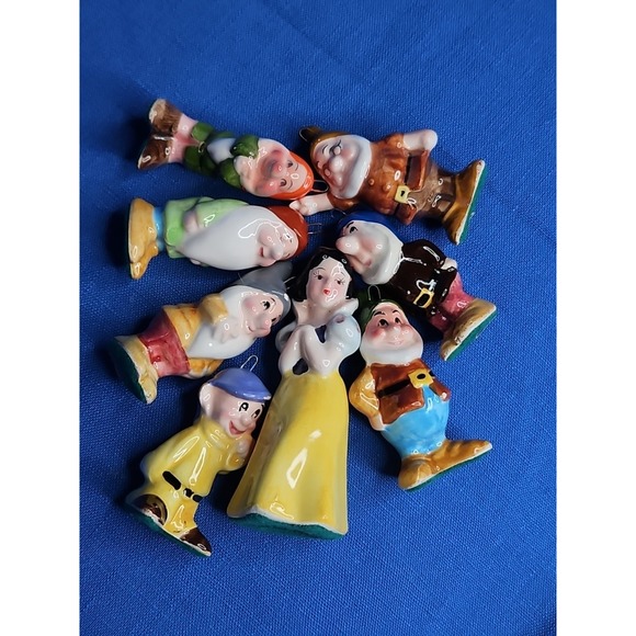 Vintage Snow White & Seven Dwarfs Porcelain Figurine Mini Walt Disney Japan Set - Picture 10 of 10